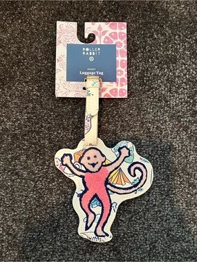 Roller Rabbit Pink Monkey Luggage Tag NWT